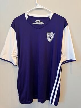 Challenger Teamwear Soccer Coach Jersey Purple White Men's Size AL